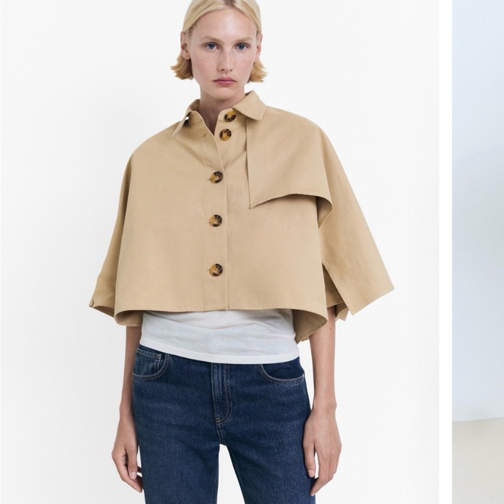 New House of Harlow Cape Style Cropped Trench Jacket - Picture 4 of 14